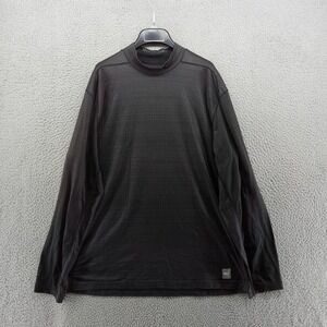 Nike Pro Combat Shirt Mens XXL Gray Black‎ Striped Hyperwarm Dri Fit Fitted